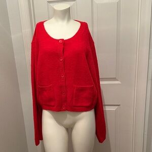Tulip women’s red button up cardigan sweater long sleeve large